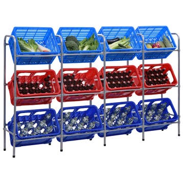 vidaXL Opbergrek voor 12 kratten 190x33x116 cm staal, Verzenden