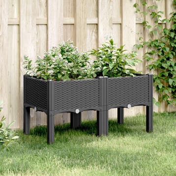 vidaXL Plantenbak met poten 80x40x42 cm polypropeen zwart, Verzenden, Nieuw