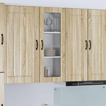 vidaXL Wandglas Kasten LUCCA Sonoma Eiken 40 x 31 x 100 cm, Verzenden, Nieuw