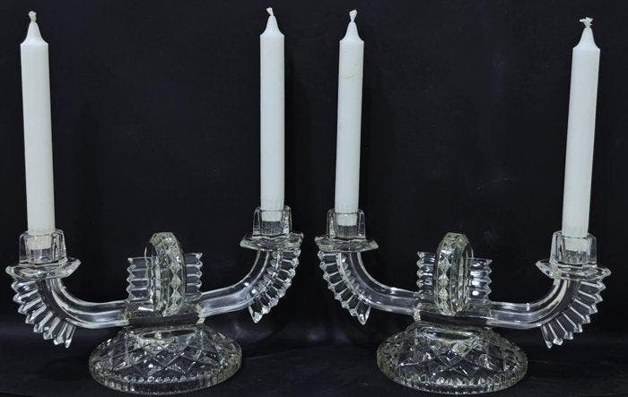 Kandelaber Monumentale kristallen kandelaars (2) - Kristal, Antiek en Kunst, Antiek | Meubels | Tafels