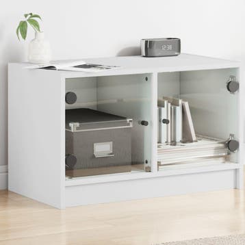 vidaXL Tv-meubel met glazen deuren 68x37x42 cm wit, Verzenden, Nieuw