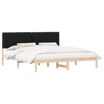 vidaXL Bedframe met Gevoerde Hoofdbord Zwart 180 x 200 cm, Verzenden
