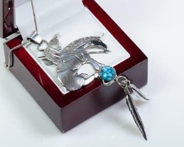 Pendentif avec chaîne - Turquoise - XL - Navajo - États-Unis