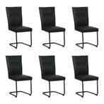 Set van 6 Leren eetkamerstoelen Retro - Hermes Nero (zwart), Ophalen of Verzenden