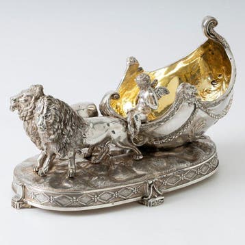Pronkstuk Leeuwen & Putto - Centre de table - Argent 925