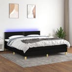 vidaXL Boxspring met matras en LED stof zwart 160x200 cm, Verzenden