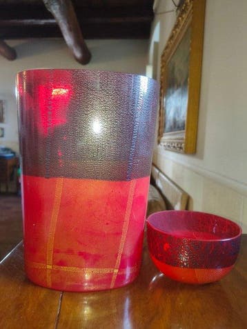 Carlo Moretti - Vaas (2) - Muranoglas - Vaas en kom