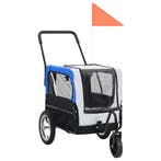 vidaXL Fietstrailer en kinderwagen 2-in-1 grijs en blauw, Dieren en Toebehoren, Verzenden, Nieuw