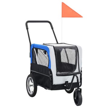 vidaXL Fietstrailer en kinderwagen 2-in-1 grijs en blauw, Verzenden