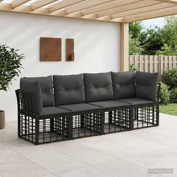 vidaXL Buiten bank set Zwart Polyester, Verzenden