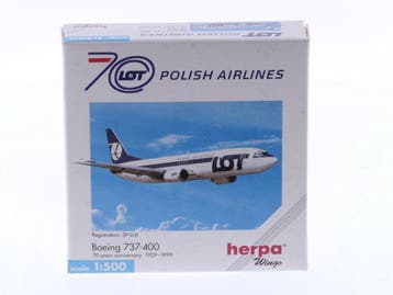 Schaal 1:500 Herpa 501330 LOT - Polish Airlines Boeing 73..., Hobby en Vrije tijd, Ophalen of Verzenden, Zo goed als nieuw