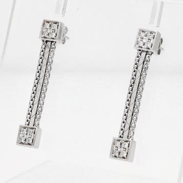 Oorbellen - 18 karaat Witgoud Diamant (Natuurlijk), Nieuw