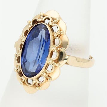 Bague - 14 carats Or jaune - Saffier, Nieuw