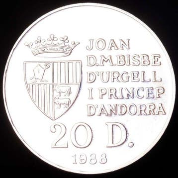 Andorra. 20 Diners Minted in the Staatliche Münze Karlsruhe