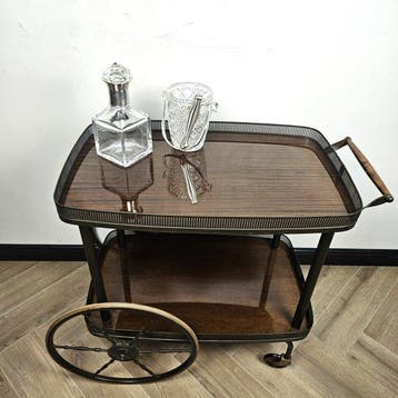 Serveerwagen - Koper, fineer, Hout, Antiek en Kunst, Curiosa en Brocante