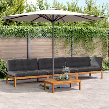 vidaXL 4-delige Loungeset pallet met kussens massief, Verzenden, Nieuw