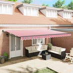 vidaXL Zonnescherm Rood en Wit 500 x 300 x 165 cm Polyester, Verzenden