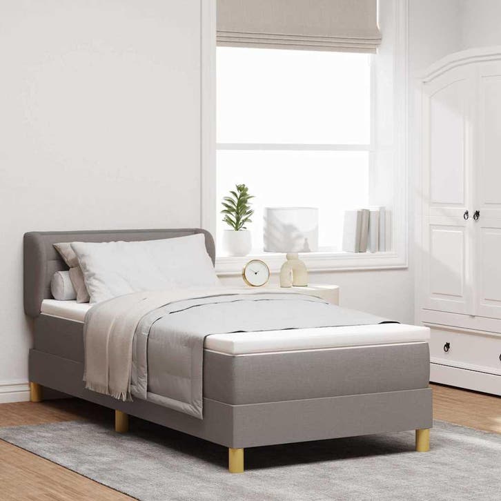 vidaXL Boxspring bed met matras met hoofdeinde Taupe 100 x, Huis en Inrichting, Slaapkamer | Bedden, Nieuw, Verzenden