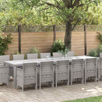 vidaXL Tuin Eettafel Set 15 st Lichtgrijs Polt riet, Verzenden, Nieuw
