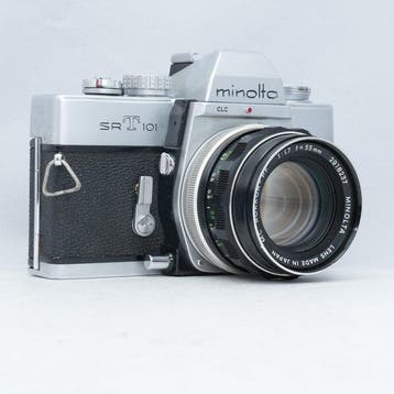 Minolta SRT 101 + MC Rokkor-PF 55mm F1.7 Analoge camera, Nieuw