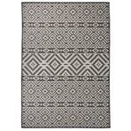 vidaXL Buitenkleed met patroon platgeweven 140x200 cm zwart, Verzenden, Nieuw