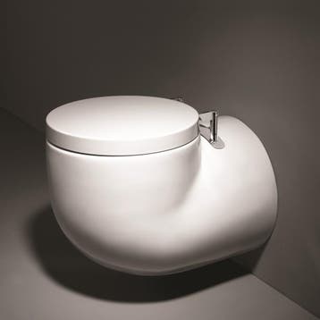 Wandtoilet Sanindusa WCA Rond Keramiek met Zitting Wit, Doe-het-zelf en Bouw, Ophalen of Verzenden, Nieuw, Overige typen
