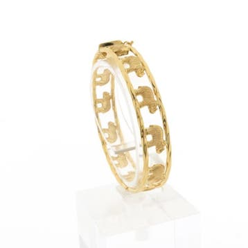Gouden armband met olifanten; Maat S (Slavenarmband), Ophalen of Verzenden, Gebruikt, Goud, Goud