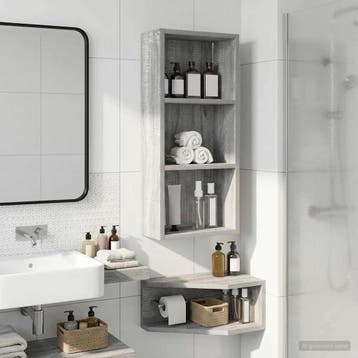 vidaXL Badkamer wandkast Grijze Sonoma 30 x 14 x 70 cm, Verzenden