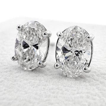 Oorbellen - 14 karaat Witgoud, F/VS1 - 3.81ct. tw. Diamant