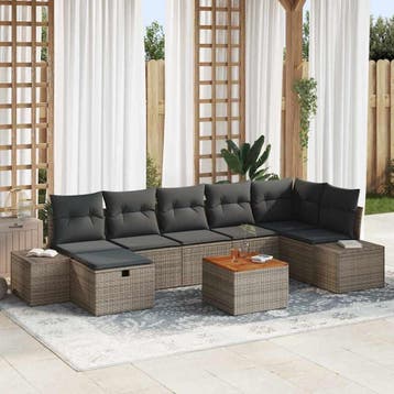 vidaXL Tuinbank Set 8 st Grijs poly rattan, Verzenden