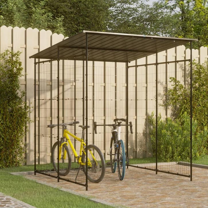 vidaXL Fietsenstalling 190x190x222 cm staal zwart, Vélos & Vélomoteurs, Vélos | Vélos de course, Envoi