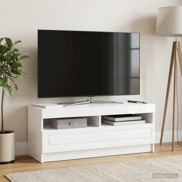 vidaXL LED tv-meubel Hoogglans Wit Bewerkt hout, Verzenden, Nieuw