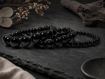 ***GEEN RESERVE*** Zwarte Toermalijn Set van 3 Armbanden –