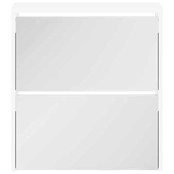 vidaXL Schoenenkast tweelaags met spiegel 63x17x67 cm wit, Verzenden, Nieuw