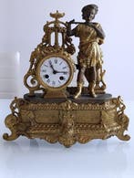 Figurale pendule Victoriaans - Verguld brons - 1850-1900, Antiek en Kunst