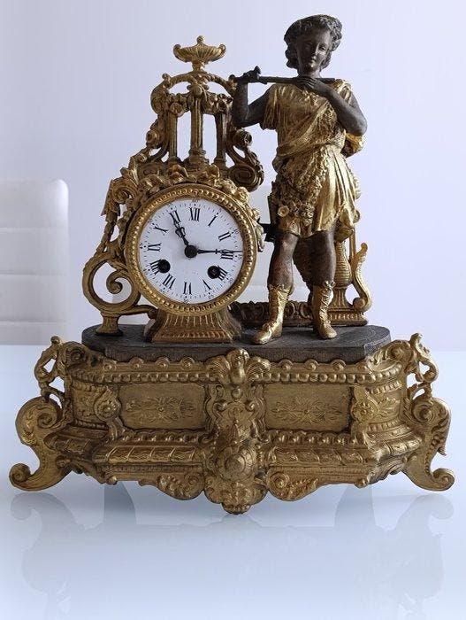 Figurale pendule Victoriaans - Verguld brons - 1850-1900, Antiek en Kunst, Antiek | Klokken