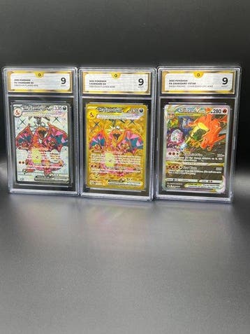 Pokémon - 3 Graded card Charizard Full Art Graded Lot - GG 9, Nieuw