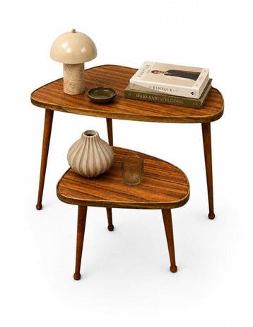 Bijzettafel - Hout - Vintage set van twee houten