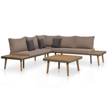 vidaXL 4-delige Loungeset met kussens massief acaciahout, Verzenden, Nieuw, Loungeset