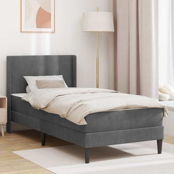 vidaXL Bedframe met matras Donkergrijs 90 x 200 cm Fluweel, Verzenden, Nieuw