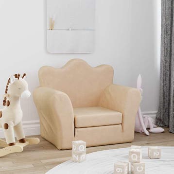 vidaXL Kinderslaapbank zacht pluche crèmekleurig, Verzenden, Nieuw
