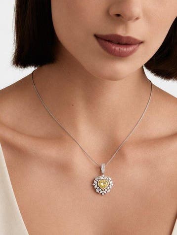 Hanger - 14 karaat Witgoud - 1.98ct. tw. Geel Diamant