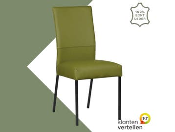 Leren eetkamerstoel Real - Toledo Apple Green (groen) -, Huis en Inrichting, Stoelen, Overige kleuren, Nieuw, Ophalen of Verzenden