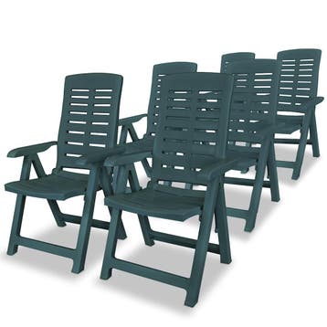 vidaXL Verstelbare klapstoelen, 6 stuks, groen, kunststof., Tuin en Terras, Tuinstoelen, Verzenden, Nieuw