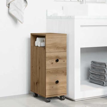 vidaXL Badkamerkast smal met wielen bewerkt hout artisanaal, Verzenden, Nieuw