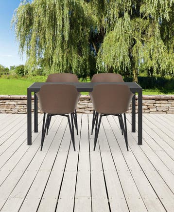 Tuintafel zwart | 150x90 cm | Polywood, Verzenden, Nieuw, Rechthoekig, Kunststof