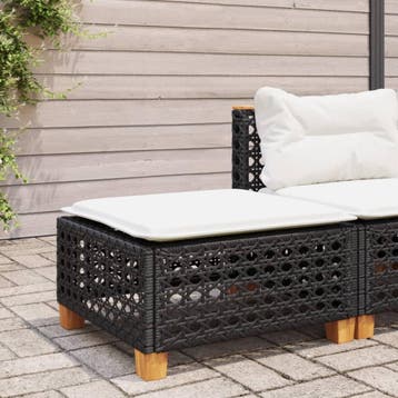 vidaXL Tuinkruk met kussen 63,5x56x32 cm poly rattan zwart, Verzenden, Nieuw