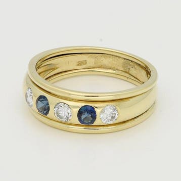 Bague - 14 carats Or jaune Diamant (Naturelle) - Saffier, Nieuw