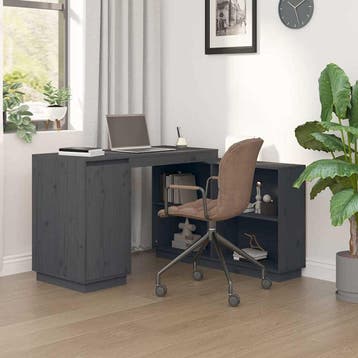 vidaXL Bureau 110x50x75 cm massief grenenhout grijs, Huis en Inrichting, Verzenden, Nieuw