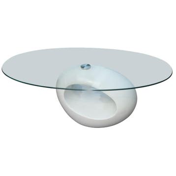 vidaXL Salontafel met ovaal glazen tafelblad hoogglans wit, Verzenden, Nieuw
